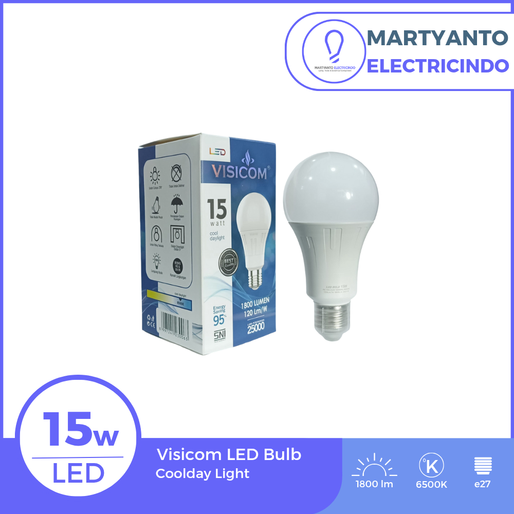 Lampu LED Bulb Visicom 15 Watt warna putih