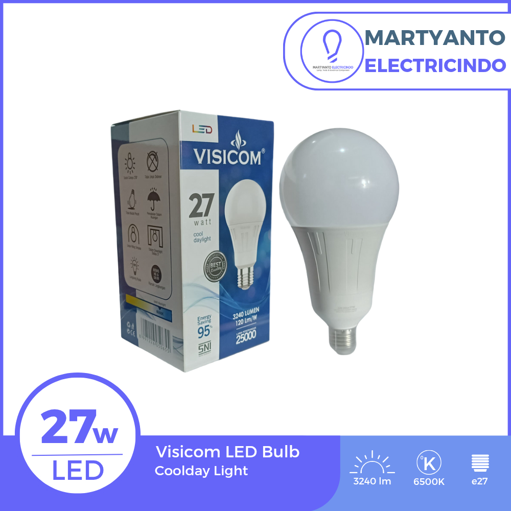 Lampu LED Bulb Visicom 27 Watt warna putih