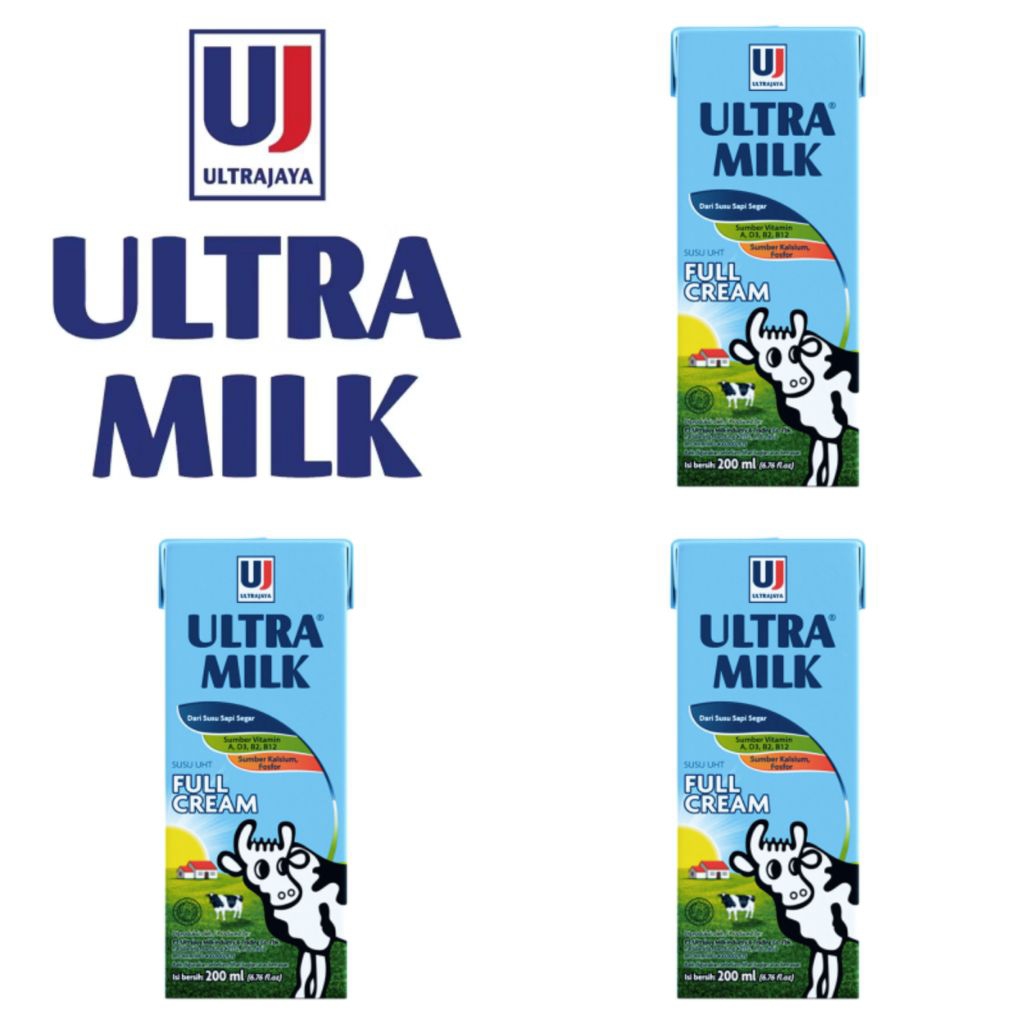 

Ultra Milk Minuman Susu UHT Rasa Full Cream Kotak 200 Ml