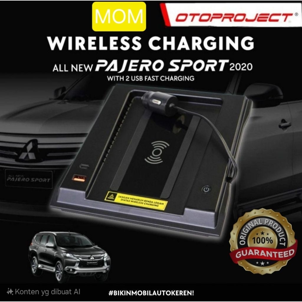 Otoproject Wireless Charging All New Pajero Sport 2021-2025 - Charger HP Mobil Pajero Wireless + USB