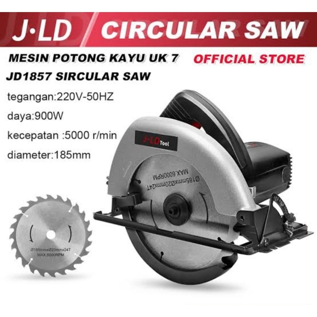 Mesin circle circular saw mesin potong kayu 900 watt JLD 1853 &  1857