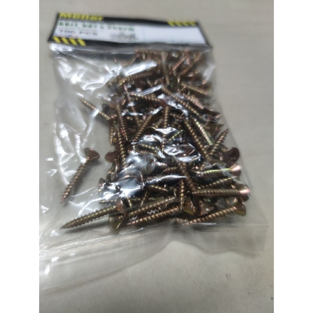 MOLLAR Sekrup Grc Kuning 6 X 1 Baut Sekrup Kalsiboard / 1 Pak 100 Buah