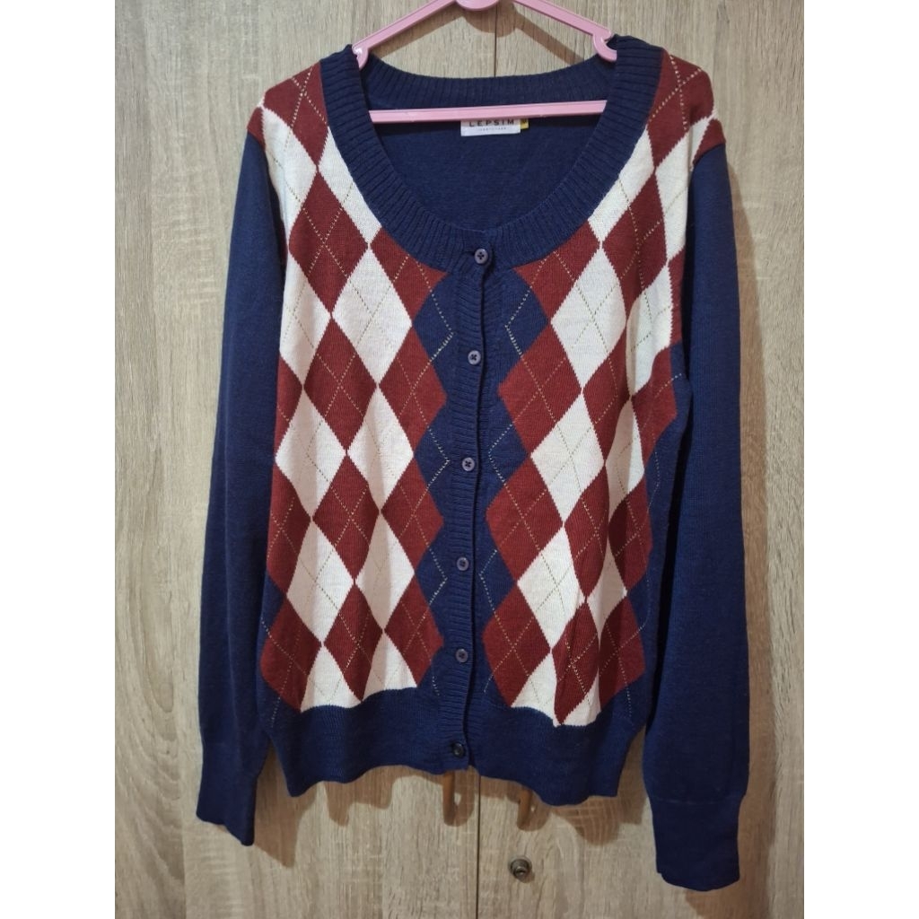 Cardigan Knit Rajut Motif ketupat