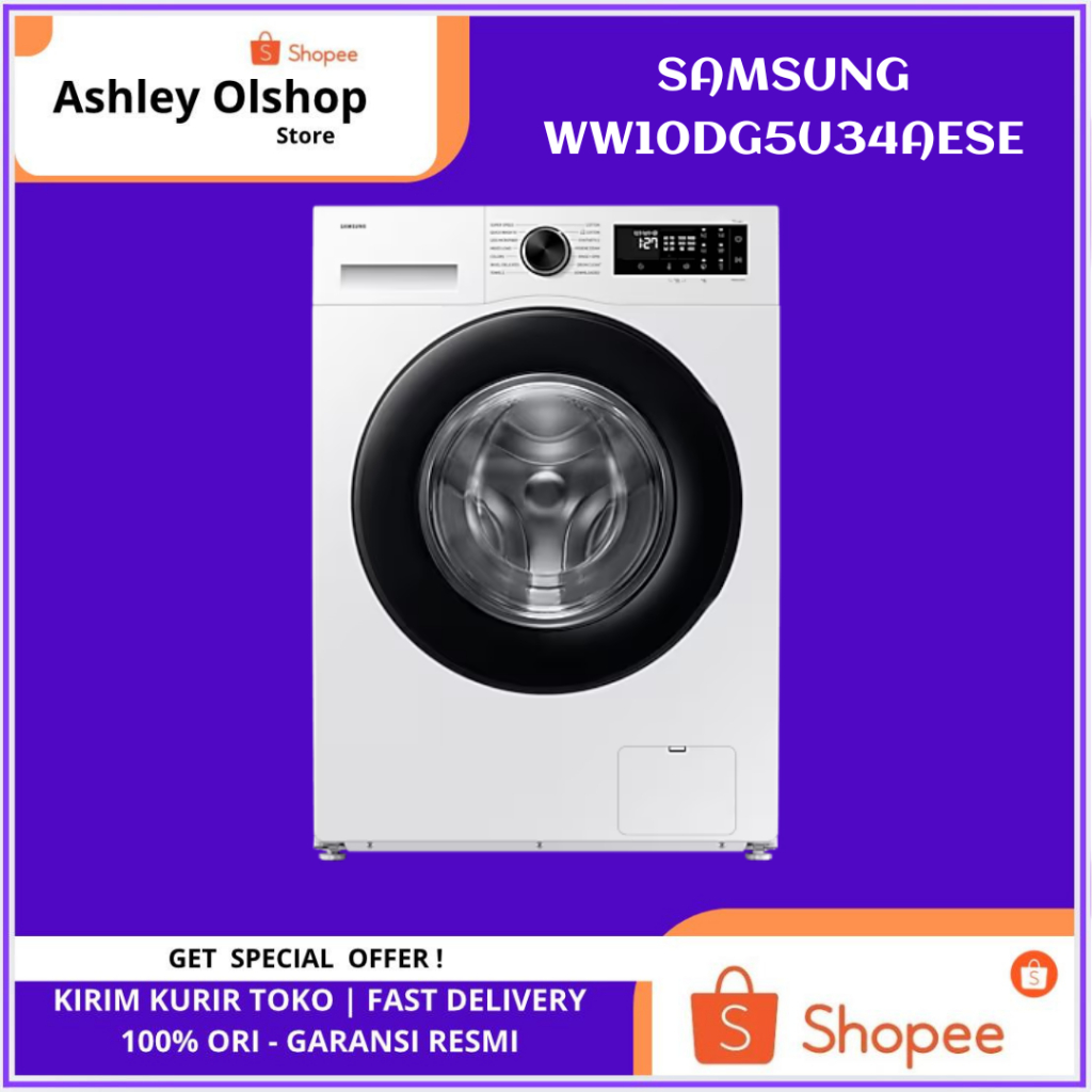 MESIN CUCI SAMSUNG WW10DG5U34AESE Mesin Cuci Front Loading BESPOKE AI 10KG - WHITE | Ecobubble