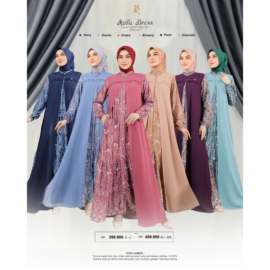 ARRAFI | Azifa Dress Mom 1 - Dress kondangan Couple Sarimbit Gamis Simple Best Seller