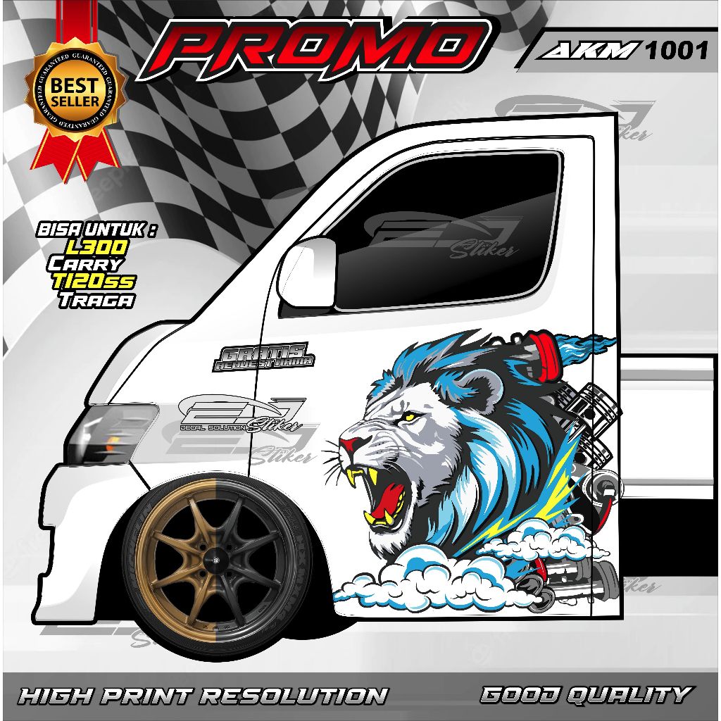 DECAL STIKER PINTU MOBIL PICK UP STIKER MOBIL GRANMAX L300 CARRY TRAGA FREE NAMA / BEBAS CUTOM NAMA