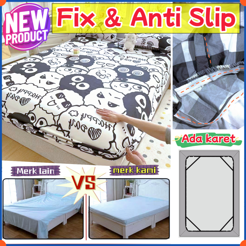Sprei Katun Fitted 120/160/180x200 | Ada Karet, Anti Slip, Adem Nyaman,Sprei Murah,Motif Ala My Love