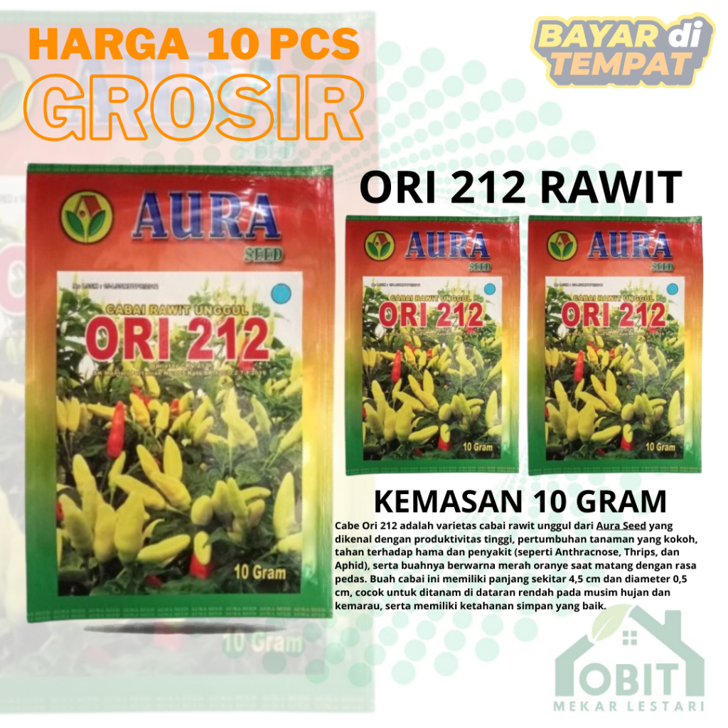 ORI 212 10gr HARGA GROSIR 10PCS Benih Cabe Rawit Aura Seed Semprul / Benih Cabe Ori 212 Original