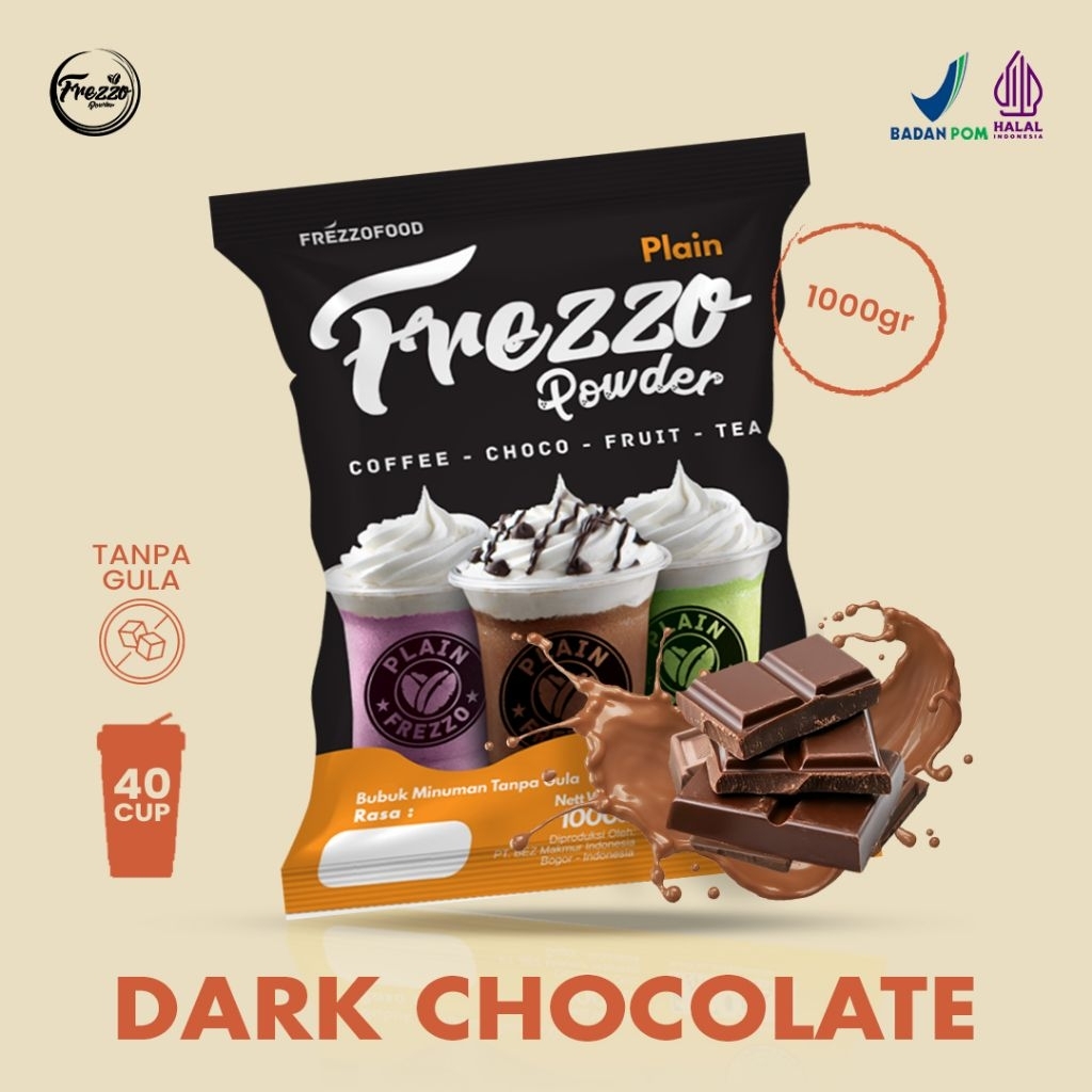 Bubuk Minuman Rasa Coklat Dark Plain Frezzo 1kg/ Minuman Murah dan Enak Frezzo Plain