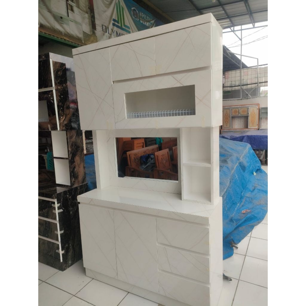 Rak piring lemari dapur hpl minimalis 3 pintu