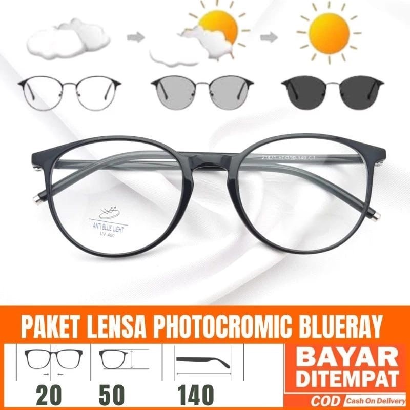 Paket Kacamata Bulat 21471 Korea | Gratis Lensa Minus |  Kacamata Antiradiasi | Kacamata 21471 ( Muk