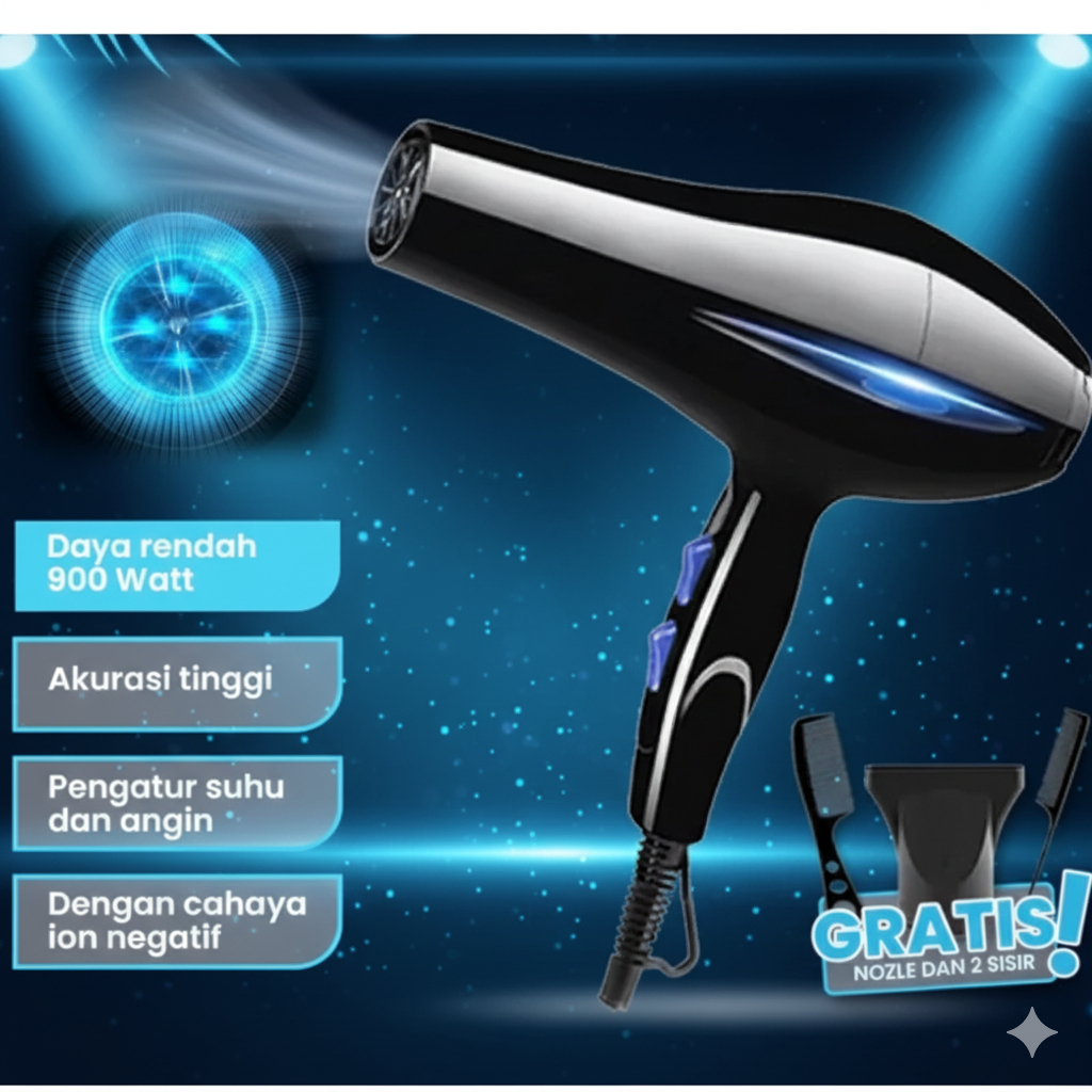 Hair Dryer Professional Salon Pengering Rambut Mini Hair Dryer Low Watt Multi Hair Styler Low Watt P