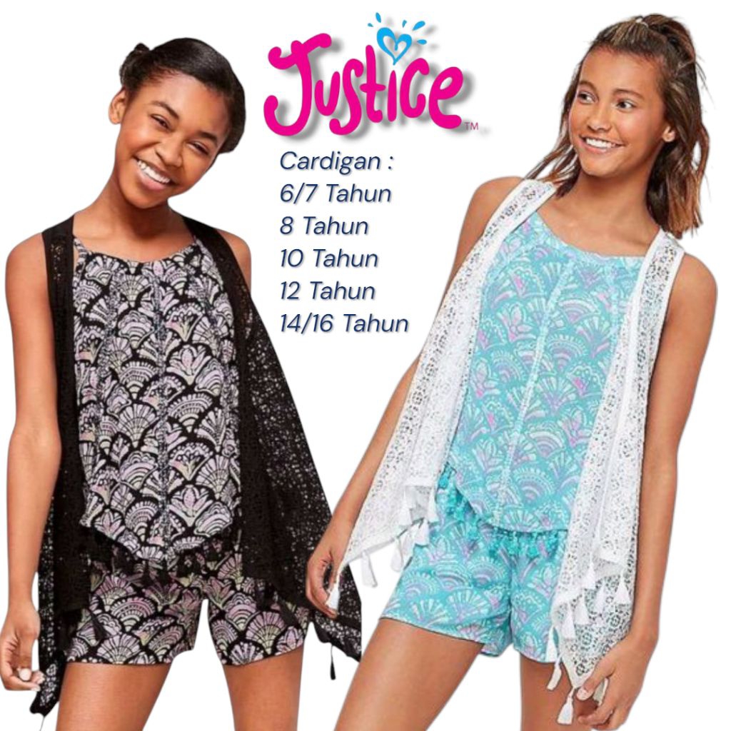 Cardigan Anak Branded Justice 2 Warna – Size 6/7 s/d 14/16 Tahun
