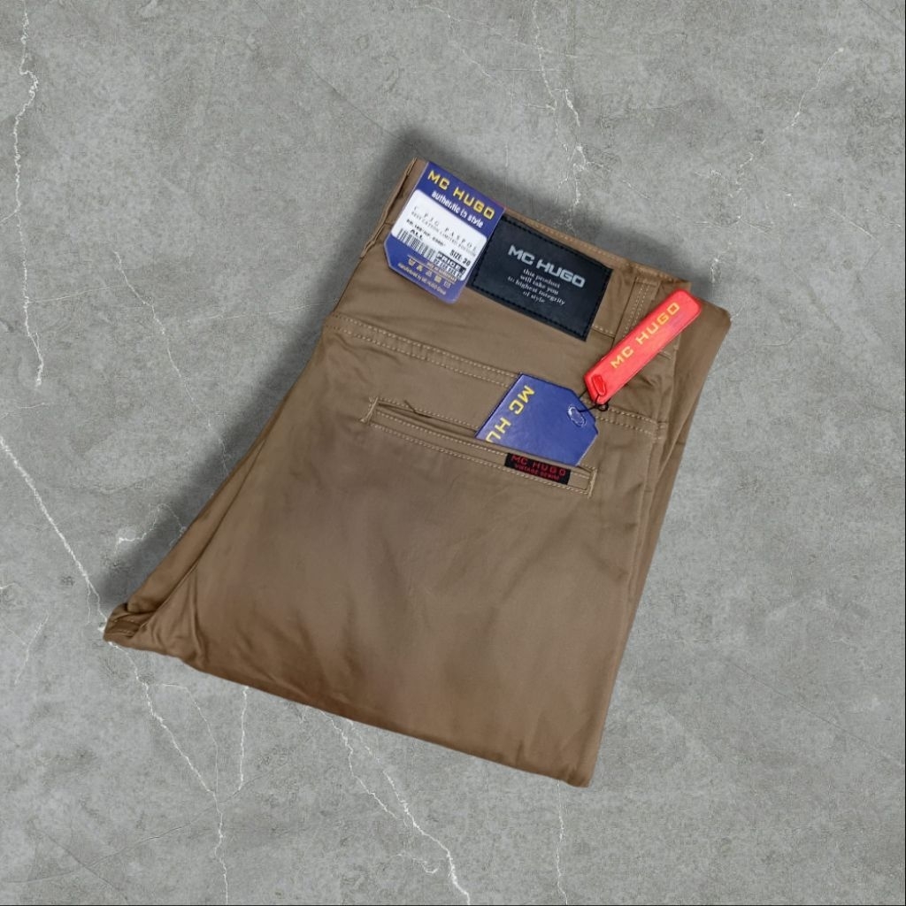 celana katun pria merk mc hugo premium / celana chinos bahan tebal pri mc hugo terbaru