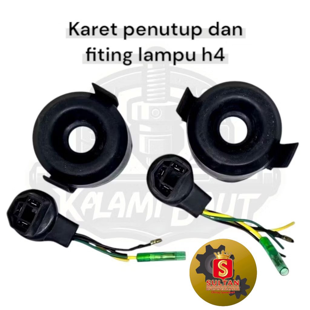 Soket H4 + karet tutup soket h4 (1set ) motor mobil universal ori