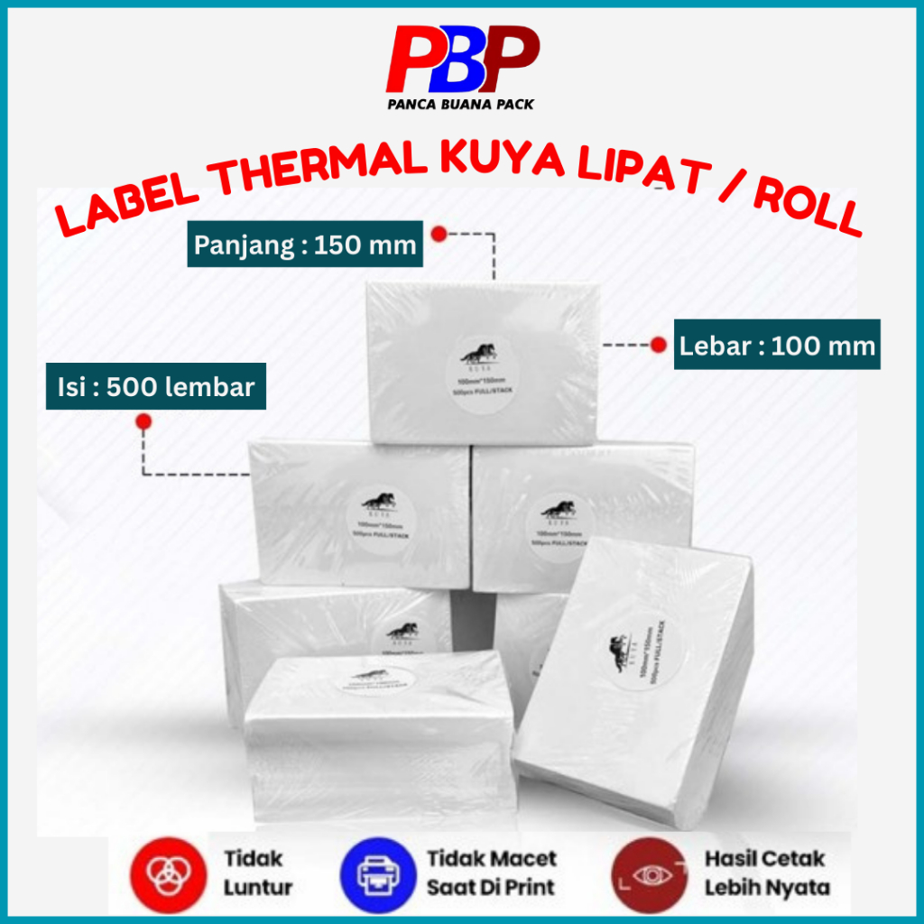 LABEL STICKER THERMAL KUYA  100 X 150 MM ISI 500 ROLL & LIPAT