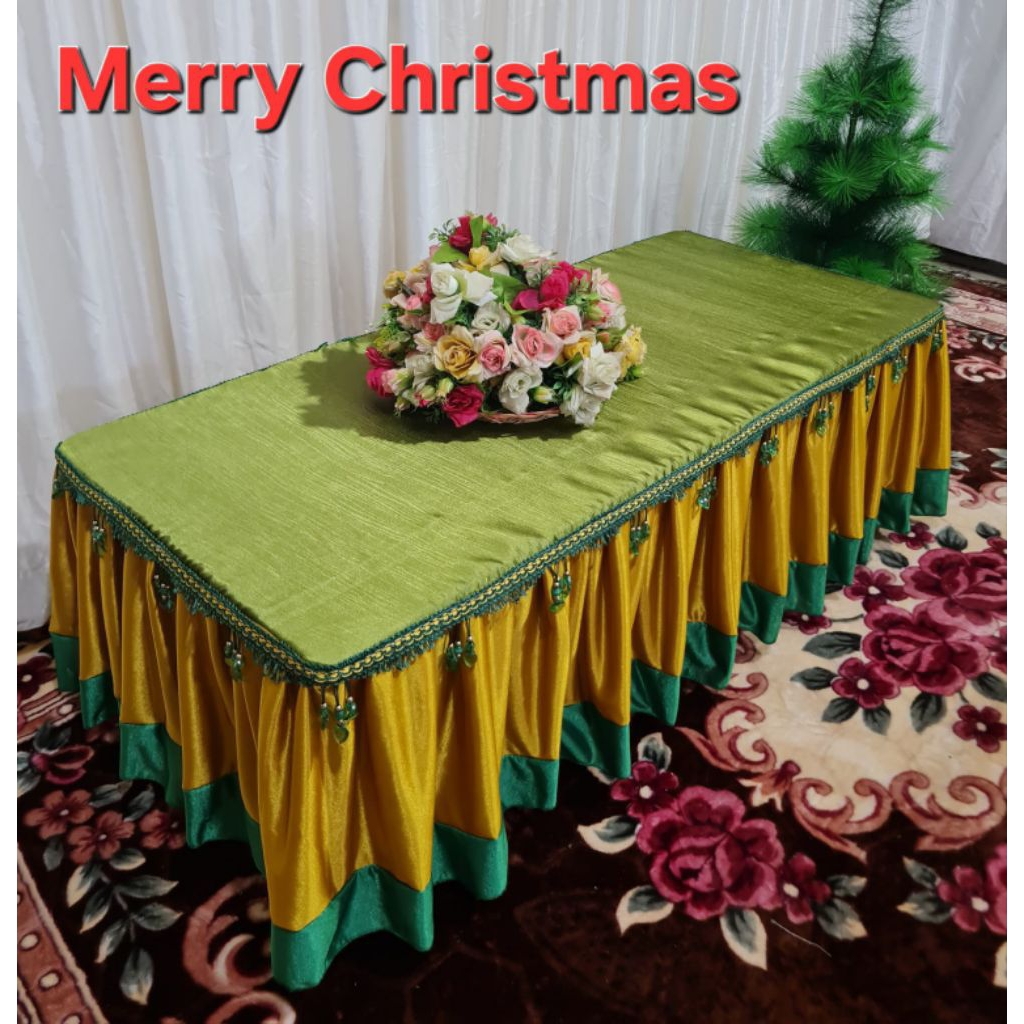 Taplak Meja Tamu Rumbai Merry Christmas - Taplak Meja Tamu Homemade - Taplak Meja Tamu Rumbai Christ
