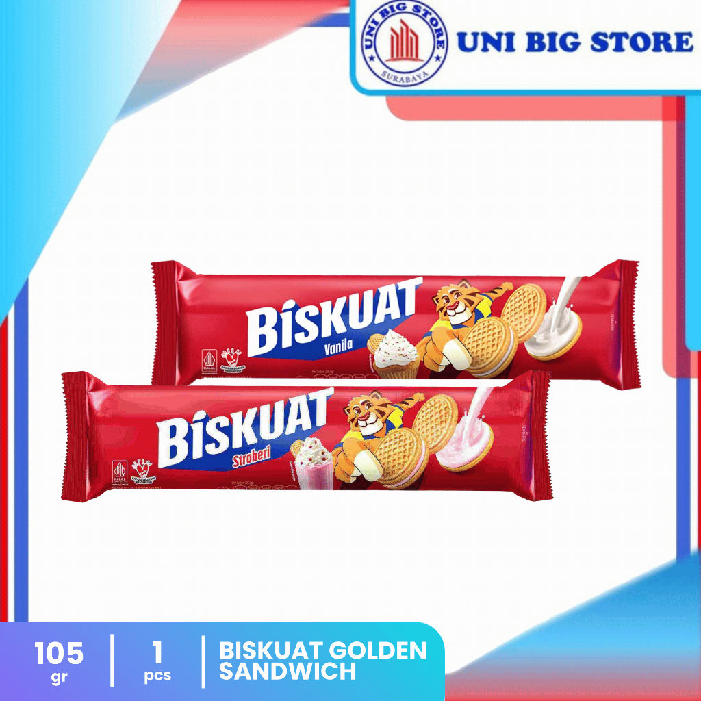 Biskuat Golden Sandwich Vanilla | Strawberry 105 gr Biskuit Roll Dengan Krim