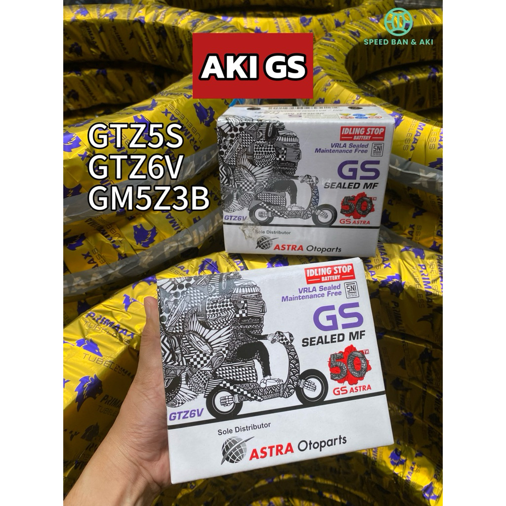 100% ORIGINAL & BARU AKI GS ACCU UKURAN TIPE GTZ5S FU GRAND GTZ6V GM5Z3B GT6A HARGA GROSIR AKI KERIN