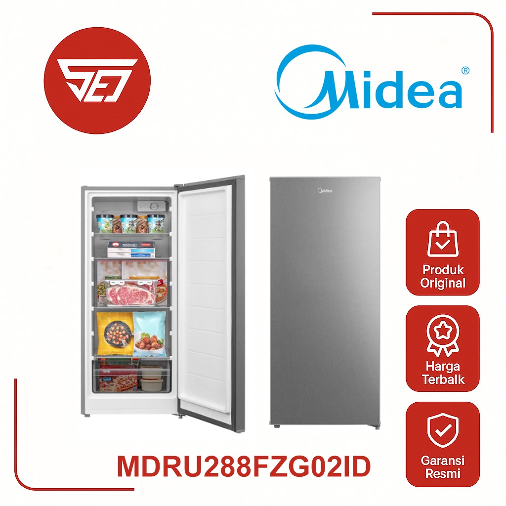 Midea MDRU288FZG02ID Kulkas Freezer 6 Rak 200 Liter . Baru & Bergaransi