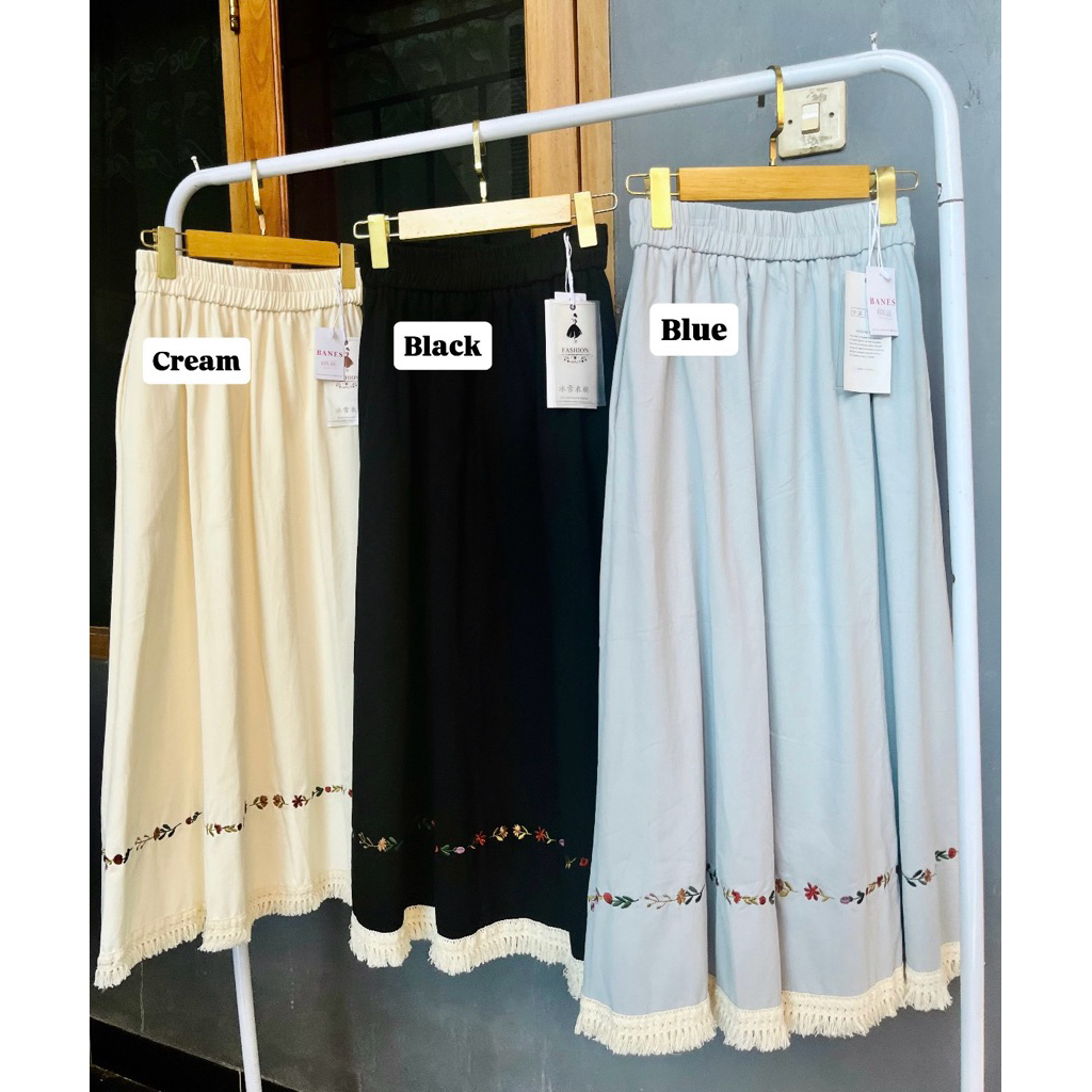 ROK import casual wanita rok panjang casual premium