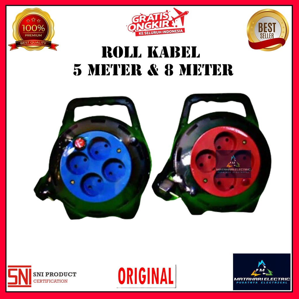 roll kabel listrik 8 Meter + lampu / roll kabel kuningan / roll kabel