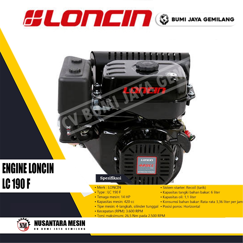 MESIN PENGGERAK SERBAGUNA / ENGINE LONCIN LC 190 F