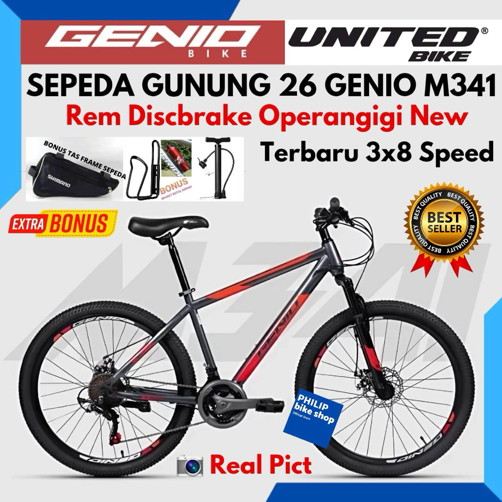SEPEDA GUNUNG MTB 26 27,5 GENIO M341/M3411 24 SPEED NEW