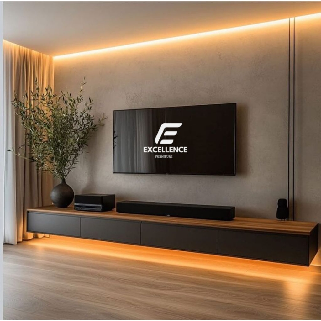 Meja tv minimalis modern LED terbaru