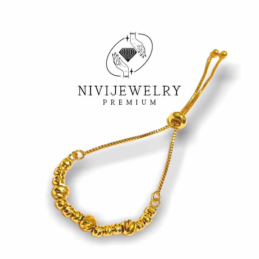 Gelang Emas Premium Replika – NiviJewelry Beads Adjustable Bracelet Elegan & Stylish