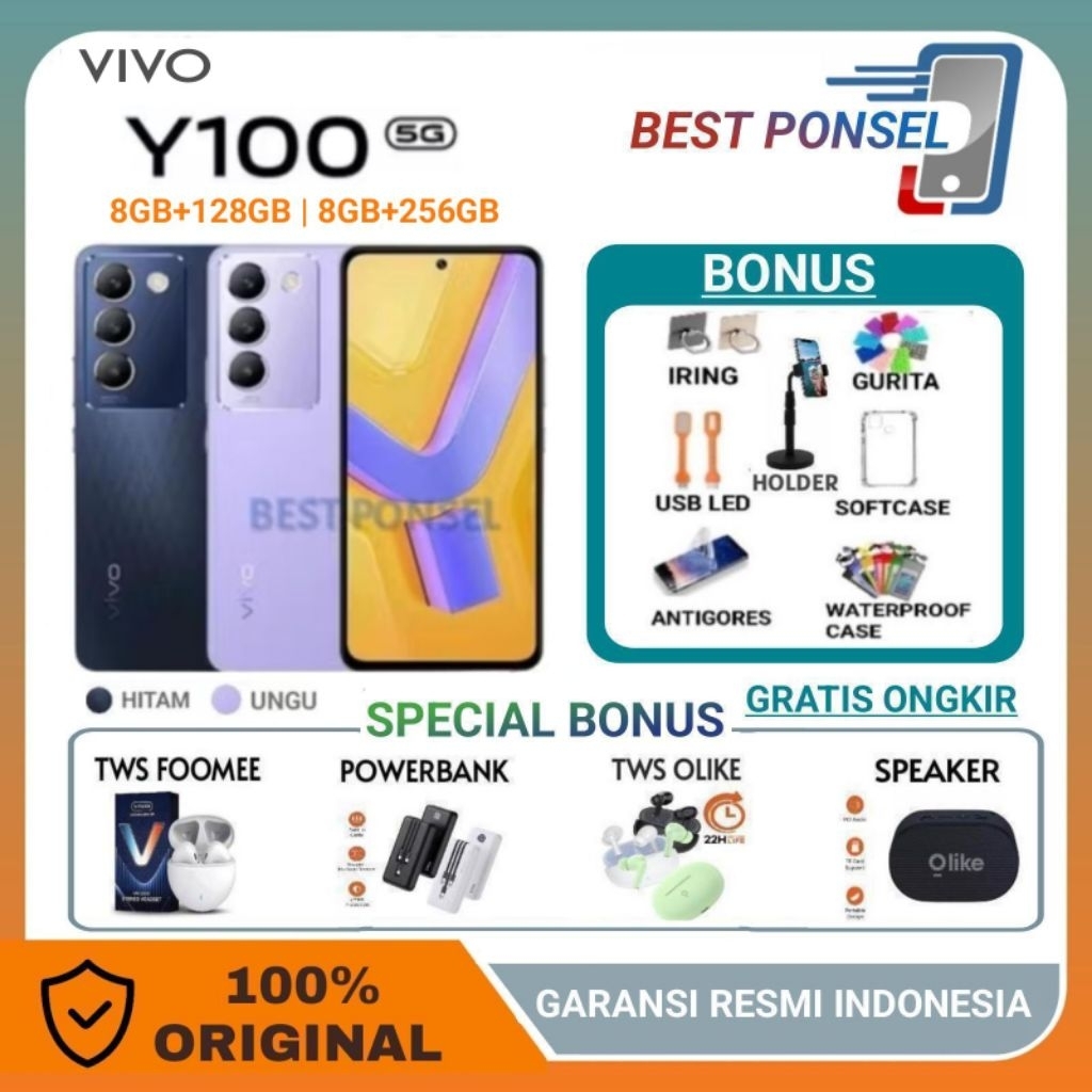 VIVO Y100 5G NFC RAM 8/128GB | VIVO Y 100 5G RAM 8/256GB GARANSI RESMI VIVO