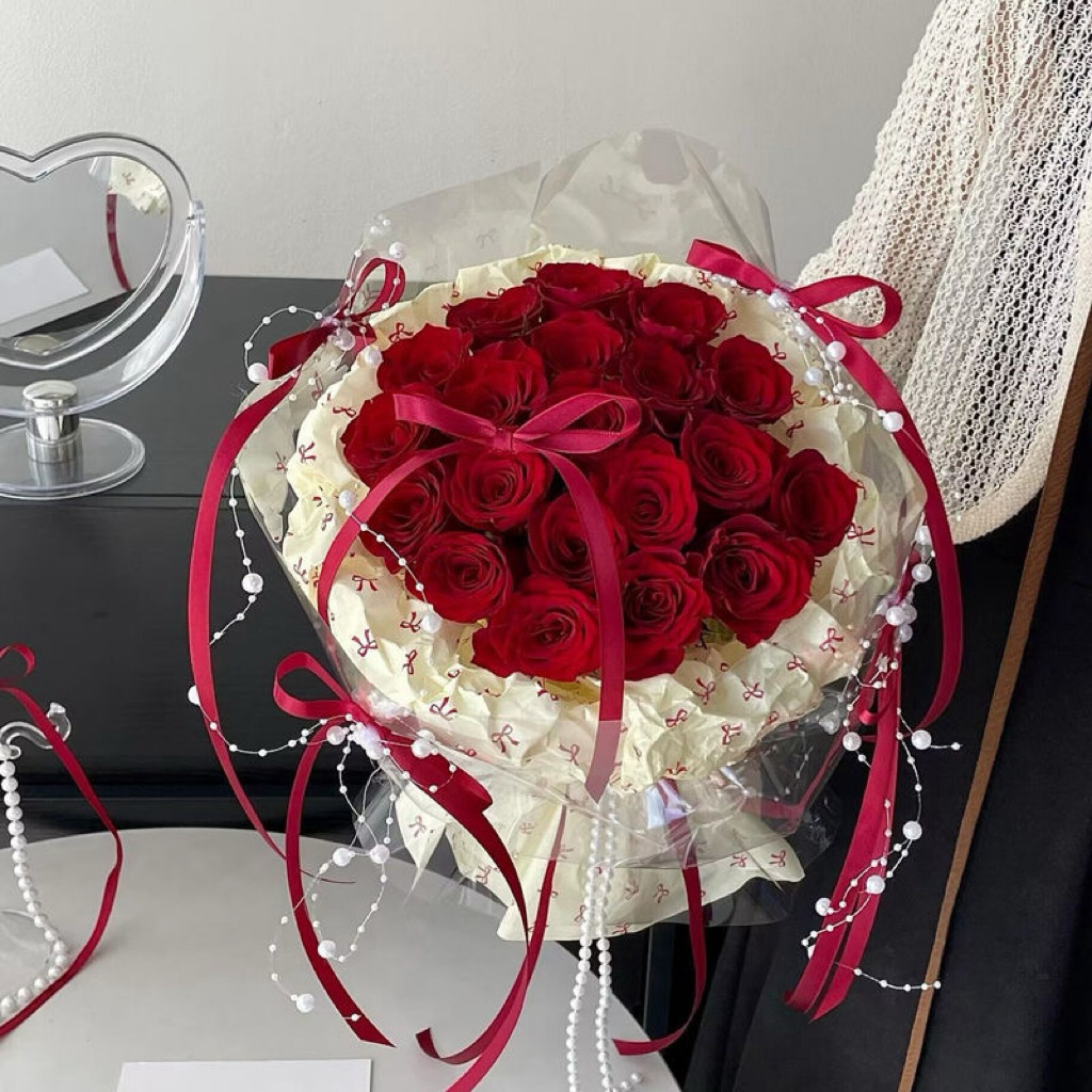 

[5 LEMBAR] CRINKLE RIBBON FLOWER WRAPPING / KERTAS BUKET BUNGA MOTIF PITA / CELLOPHANE WRAPPING PAPER