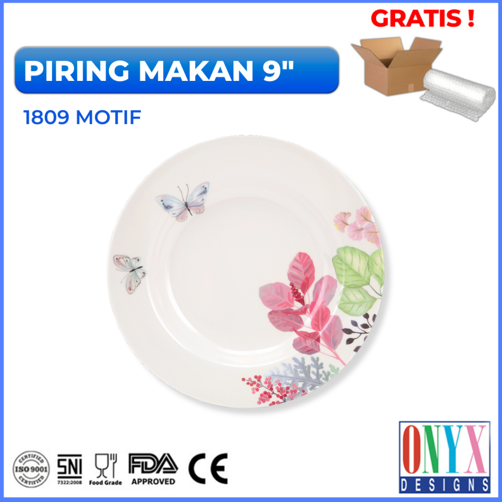 Piring Makan Cekung 9 inch ONYX Melamin - 1809 Motif