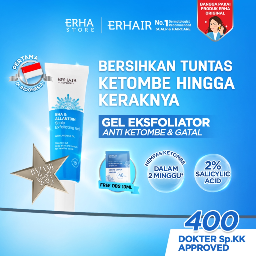 [GEL ANTI KETOMBE] ERHAIR Scalperfect Exfoliating Gel 65gr - Gel Eksfoliasi kulit kepala Anti Ketomb