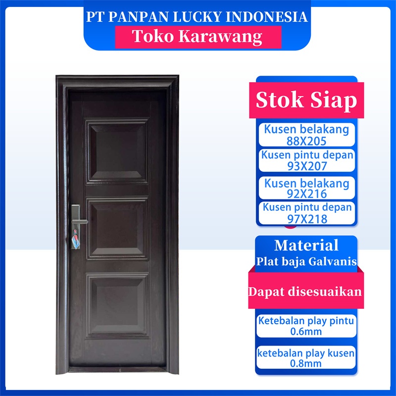 PANPAN - (LUXURY SINGLE PAN) Pintu Baja Single satu set Lengkap Berkualitas / Pintu Utama / Kamar / 