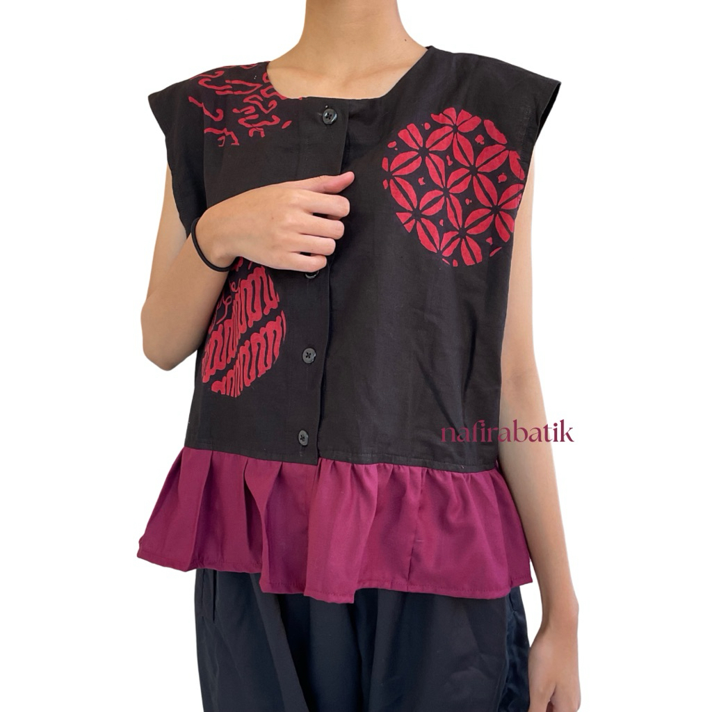 Blouse | Rompi Batik Ruffle | Vest Batik Ruffle | Batik Wanita