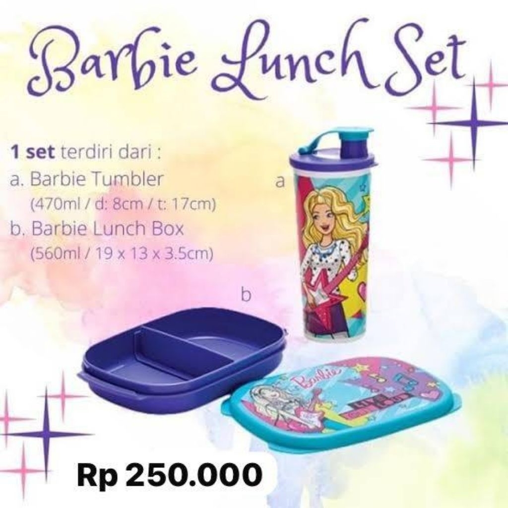 Tempat Makan Barbie Lunch Set Tupperware Original