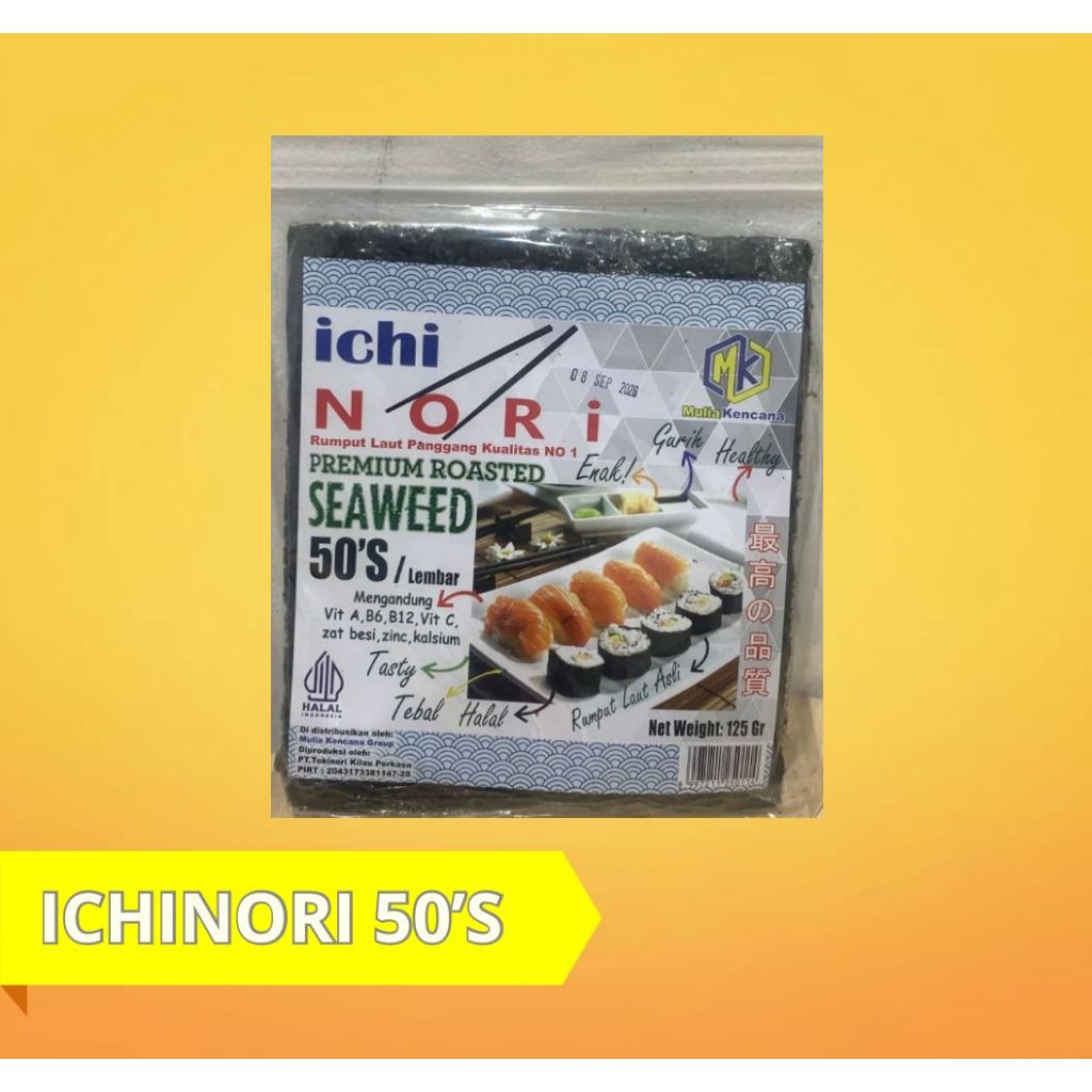 

ICHINORI 50 LEMBAR KUALITAS GRADE A PREMIUM ORIGINAL HALAL BPOM RUMPUT LAUT PANGGANG, SUSHI NORI, UNTUK SUSHI, ONIGIRI, BENTO, KIMBAB - ROASTED SEAWEED, LEBIH GURIH DARI NICO NICO NORI, MANJUN NORI, JAVA NORI, TOKINORI, SAKAO NORI, TAKAOKAYA , MARU NORI,