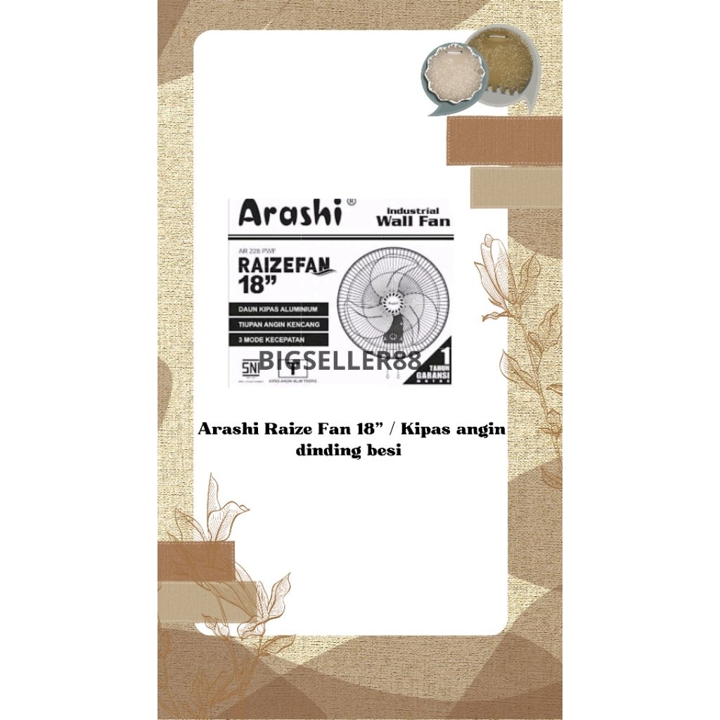 Arashi Raize Fan 18" / Kipas angin dinding besi 