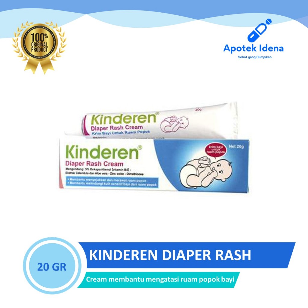 KINDEREN DIAPERS CREAM 20 gr Hilangkan Ruam Bayi-Kulit sensitif-Ruam popok bayi