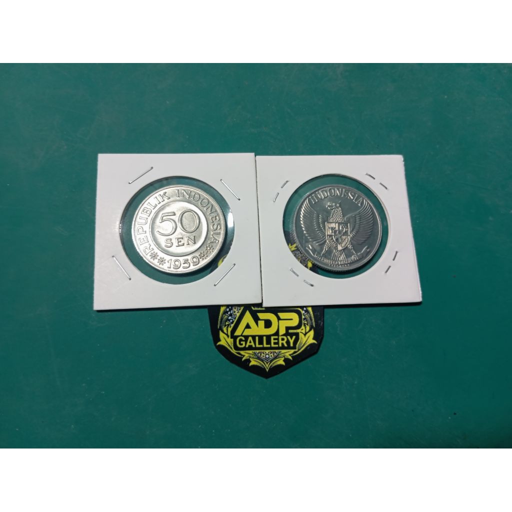 Uang Koin kuno asli indonesia, 50 sent, original gress