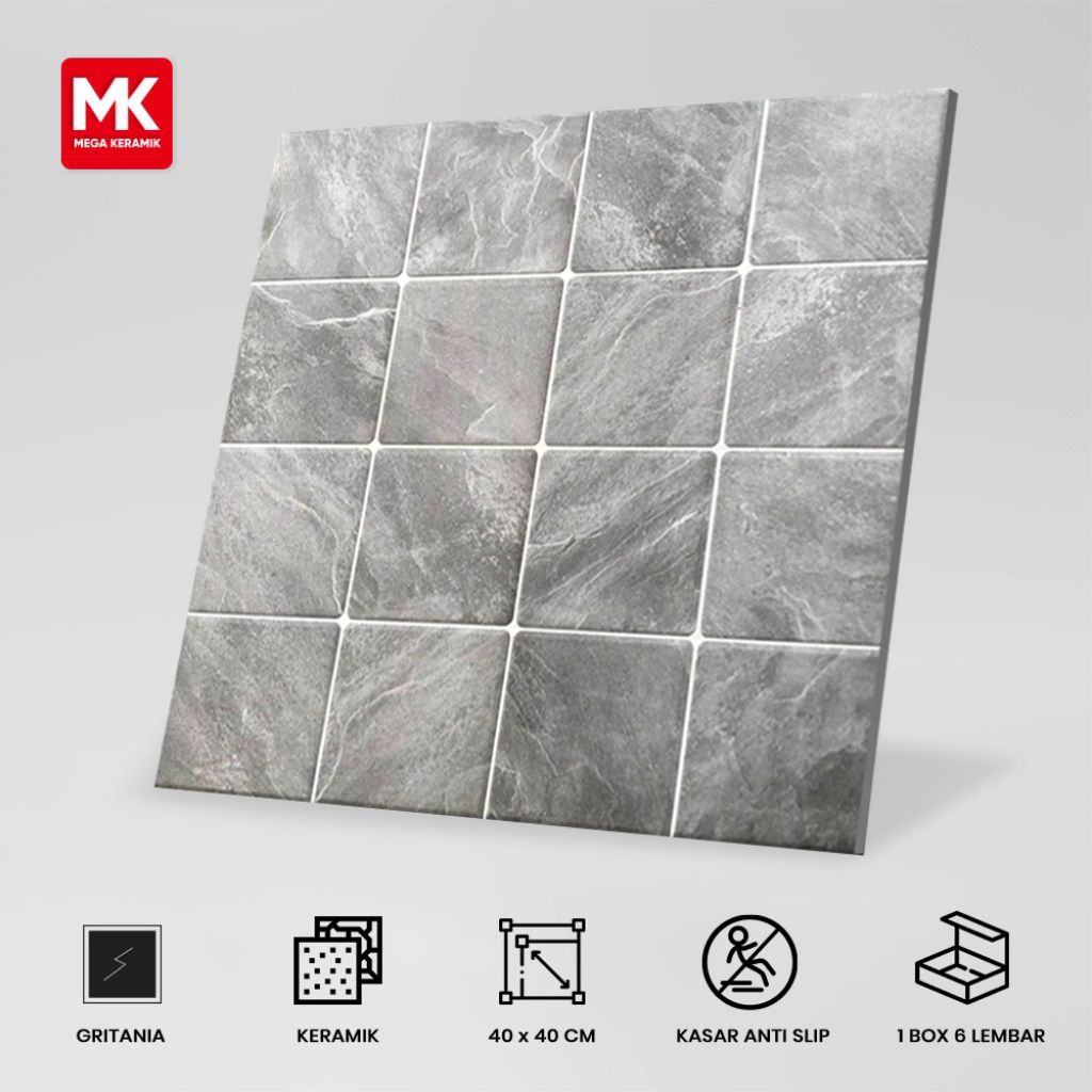 Keramik Kasar Gritania Grey 40x40