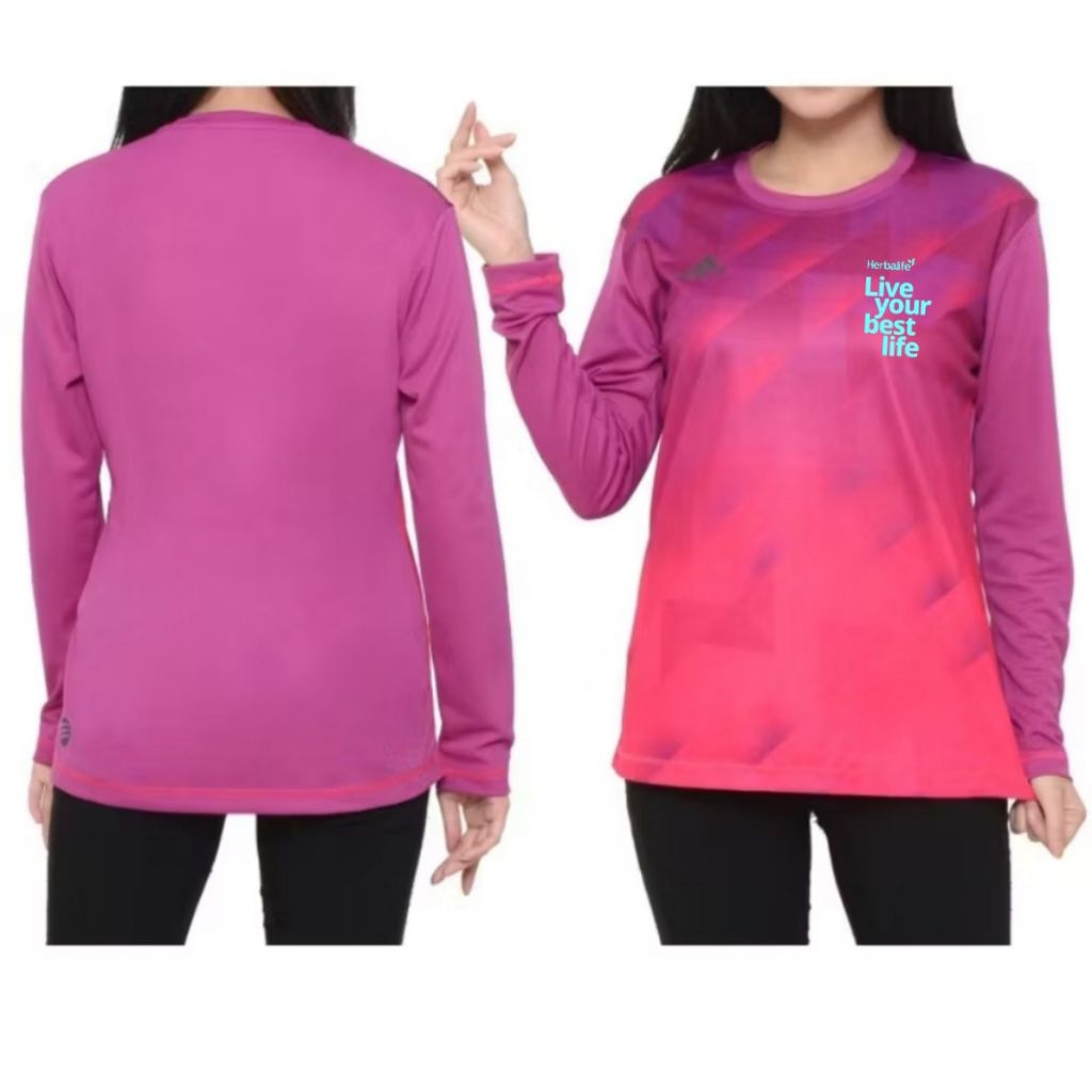 Kaos Jersey wanita Herb#life ungu lengan panjang