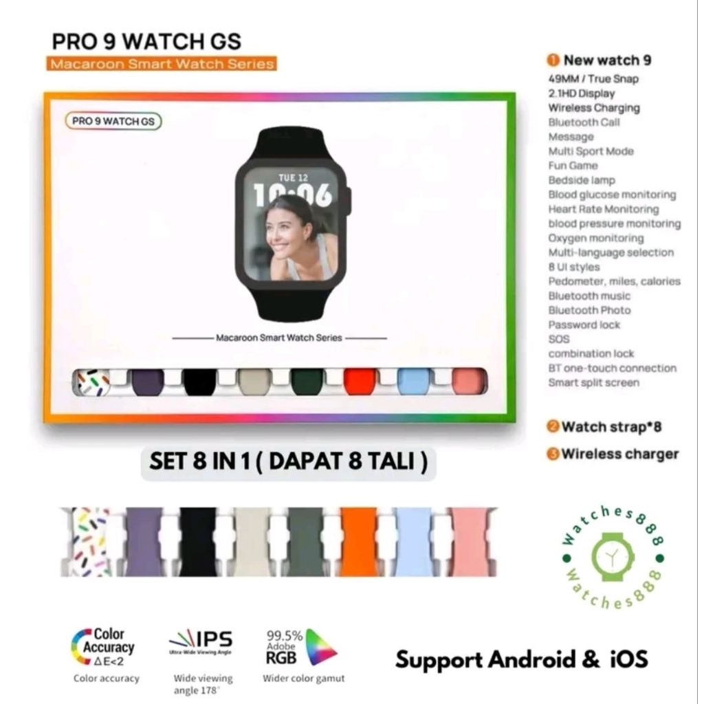 Smart Watch Hi Watch T9 Pro/ Smart Watch Free 8 Strap/ Smart Watch for Android & iOS