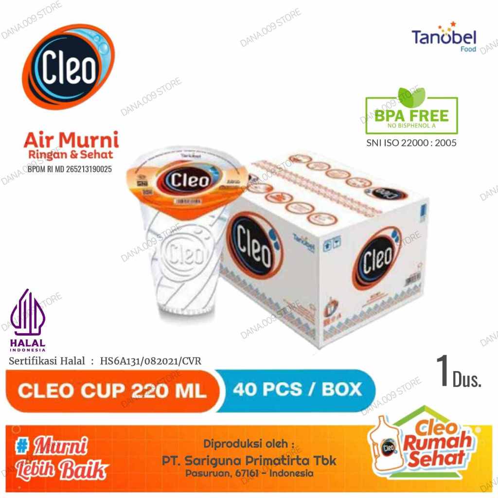 Cleo Air Mineral Gelas 220ml | 1 Dus