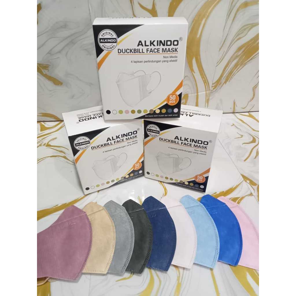 Masker 50PCS ALKINDO DUCKBILL 3 PLY Face Mask | ALKINDO DUCKBILL Masker Tebal Isi 50 PCS