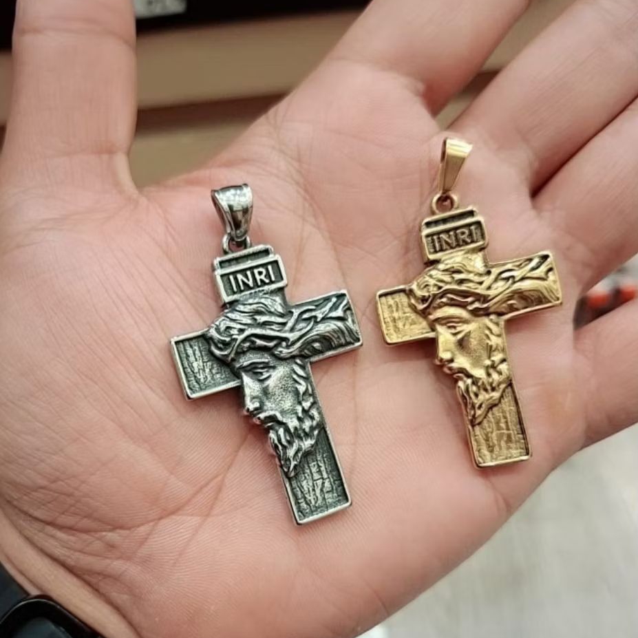 Liontin Salib INRI Jesus Titanium Besar