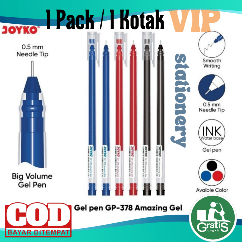 

12 Pcs (1 Kotak ) Joyko Gel Pen Gp-378 | Amazing Gel 0.5mm / Harga 1 Kotak