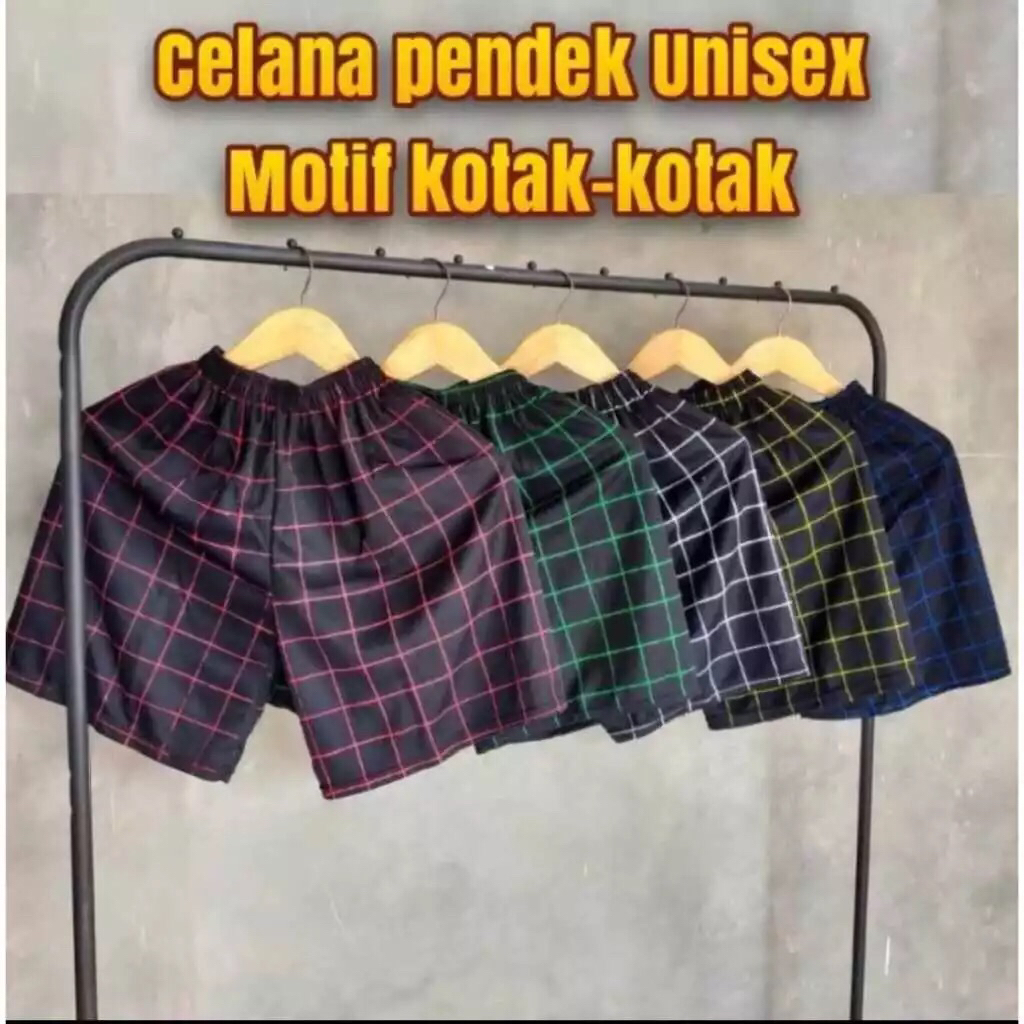 PAKET CELANA 5 PCS COLOR UNISEK / CELANA BOXER MOTIF KOTAK KOTAK