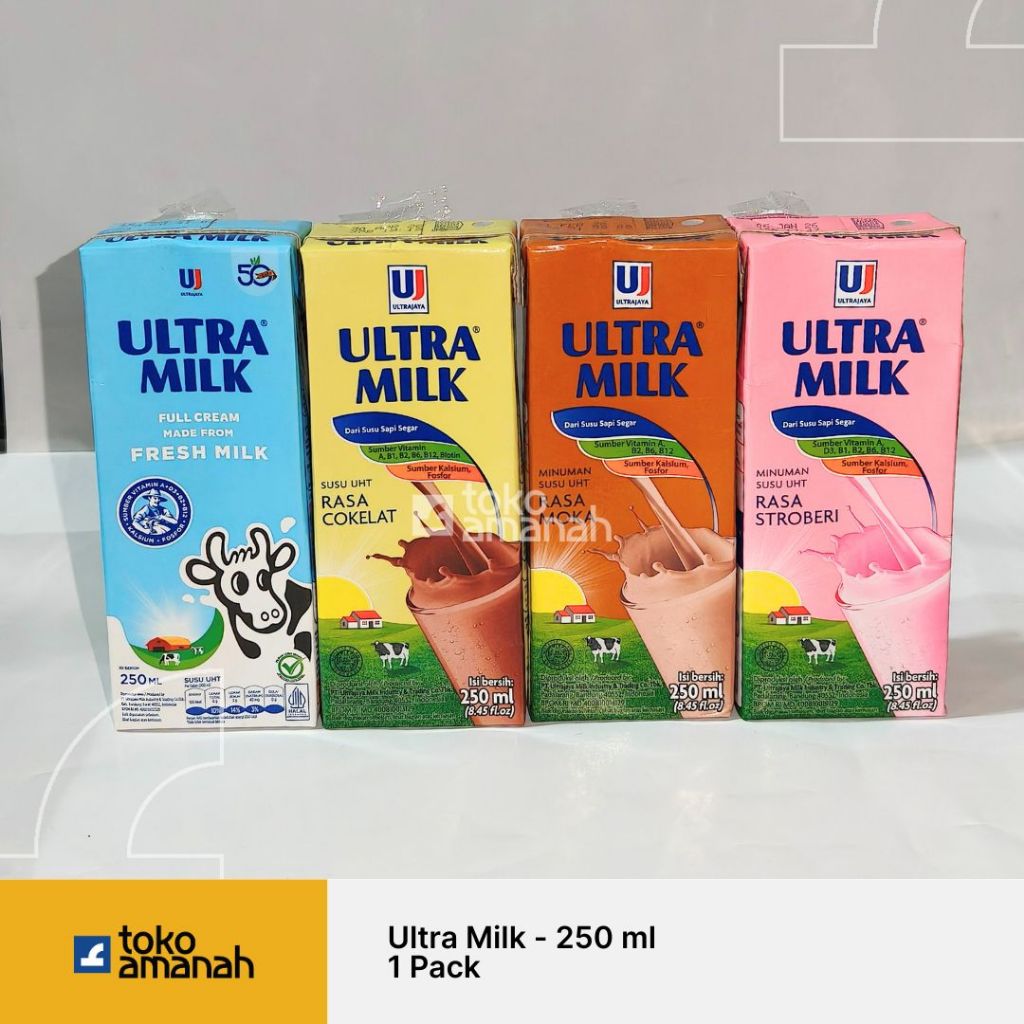 

SUSU UHT ULTRA MILK 250 ML (FULL CREAM, COKELAT, STROBERI, MOKA)
